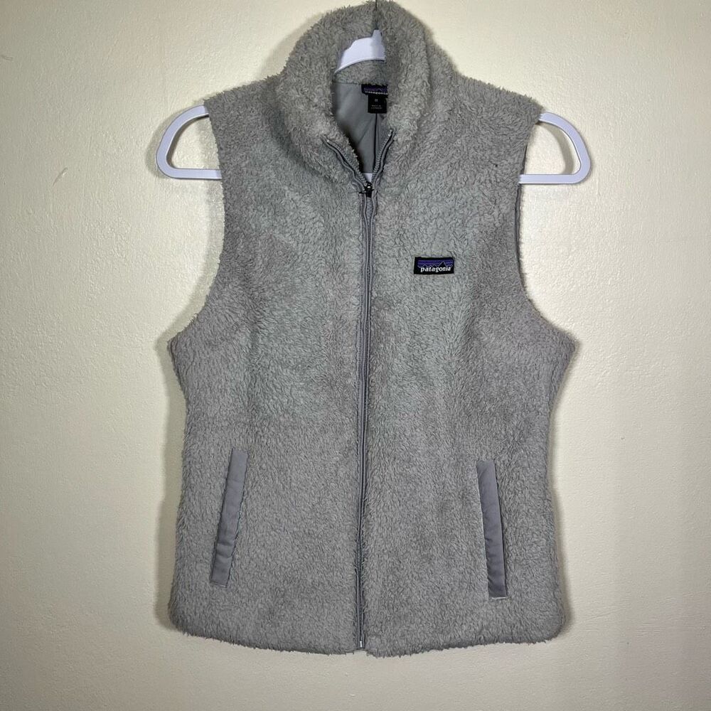 Patagonia Women’s Gray Fleece Vest Size M Full Zip Sherpa Worn Wear 100% Polyest